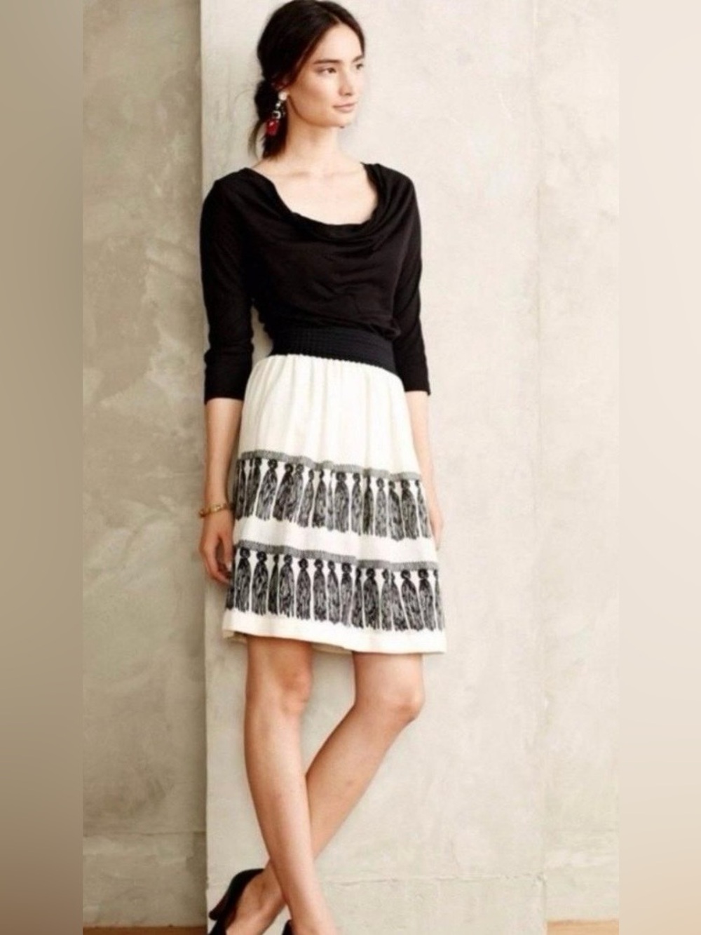 Anthropologie Girls From Savoy Tiered Tassel A-Line Skirt M